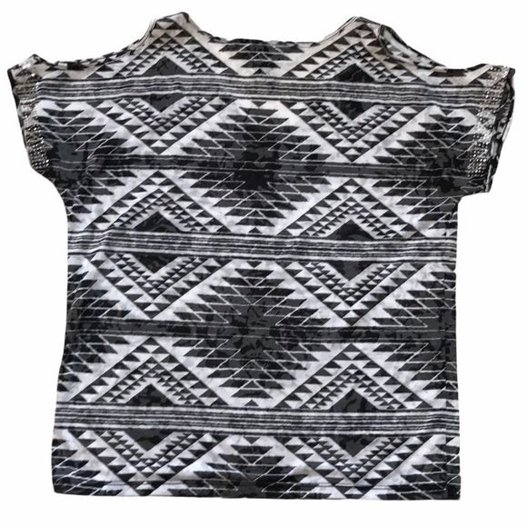 INC Cold Shoulder Aztec Print Rhinestone Tee - Picture 3 of 10